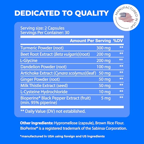 PUREHEALTH RESEARCH Liver Health – Liver Cleanse Detox & Repair Support Supplement- with Milk Thistle, Turmeric Powder, Dandelion, Artichoke, Beet Root, Ginger, L Cysteine HCL & More