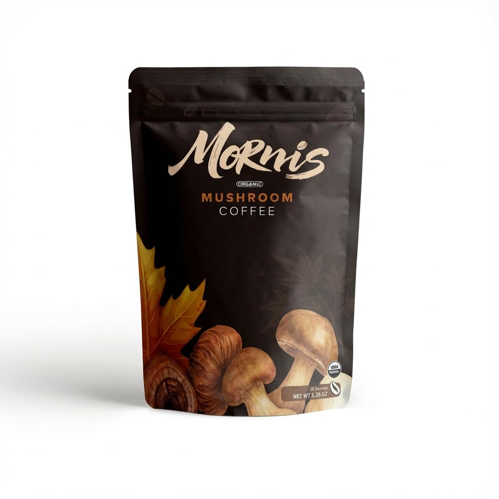 Mushroom Coffee 6 Adaptogenic Mushrooms USDA Organic Instant Coffee MCT Oil USA Grown Better Energy, Focus, Digestion, Immunity Cordyceps, Lion’s Mane, Turkey Tail 30 servings 6.35 Oz