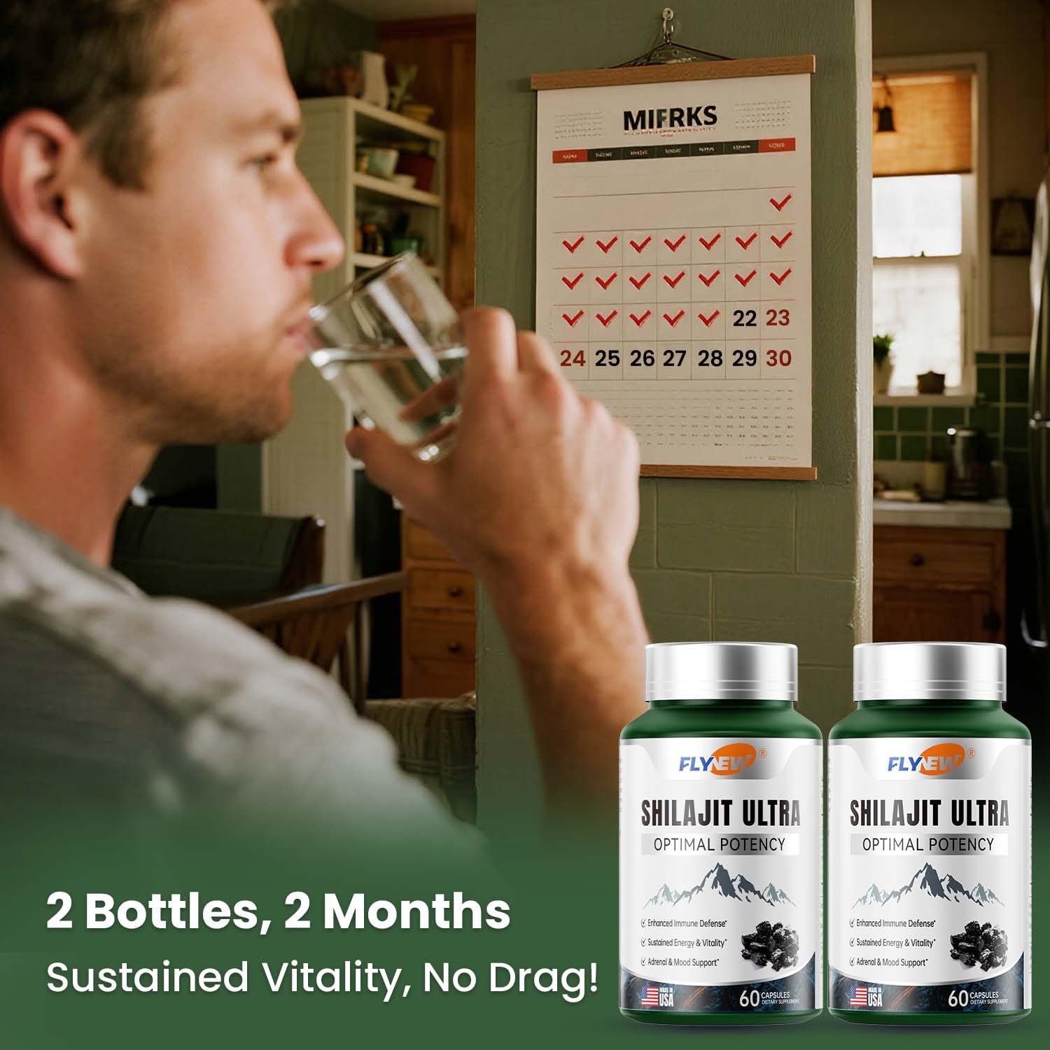 Shilajit for Men Women, Shilajit with Naturally Fulvic Acid & L-Arginine, Himalayan Shilajits for Extra Power, Stamina & Immune Support, Non-GMO, Made in USA, 60 Capsules