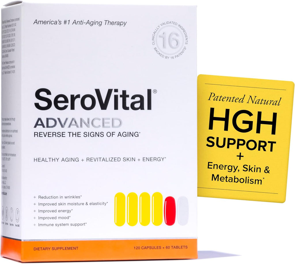 Serovital Advanced - Anti-Aging Supplement - HGH Supplement for Women – Supports Energy, Sleep, Weight Management, Metabolism, Skin - 30 Servings