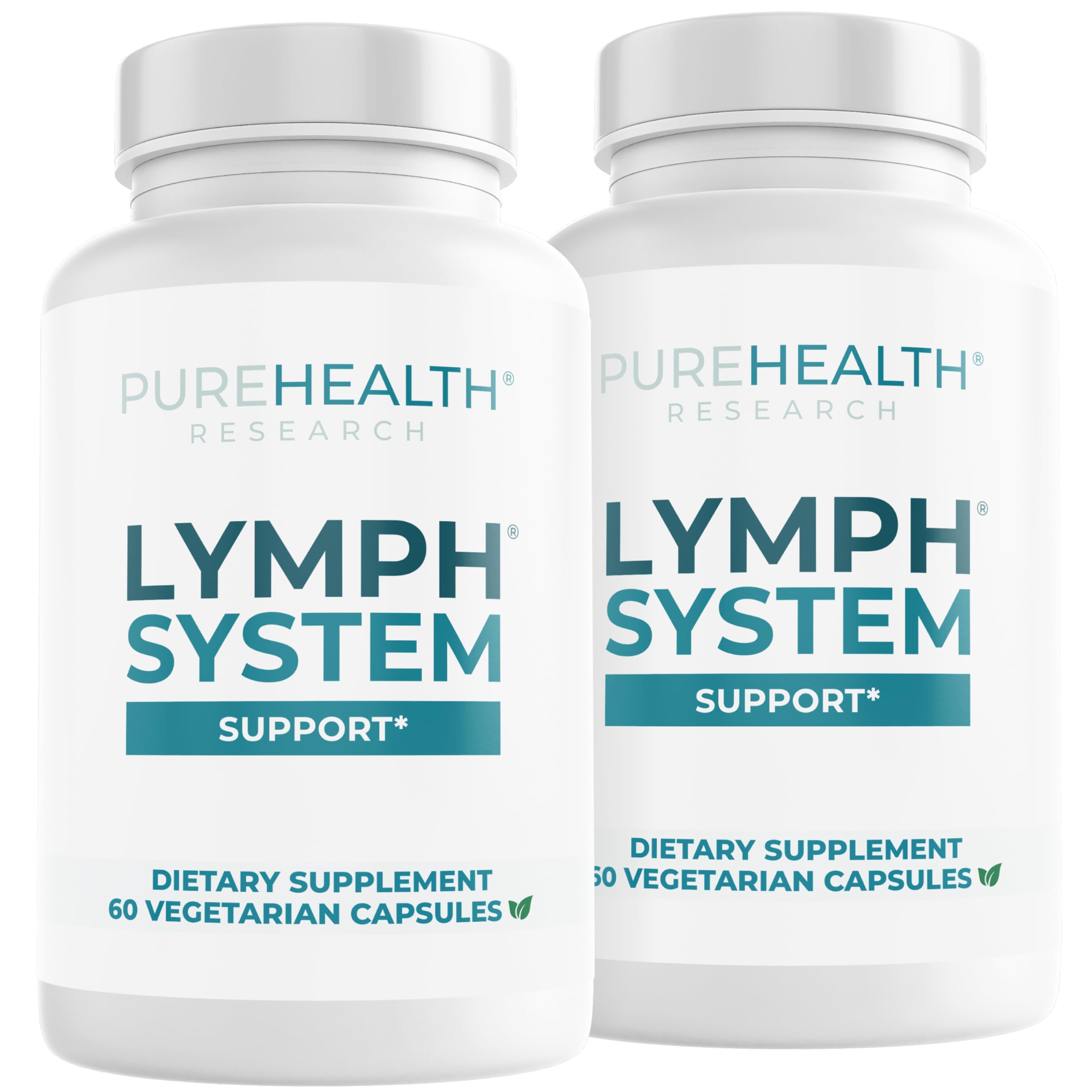 PUREHEALTH RESEARCH Lymph System Support - Lymphatic Drainage Supplement for Women & Men - Bromelain, Echinacea, Dandelion, Burdock Root, Lemon Powder, Kelp, Cleavers & More - 60 Capsules