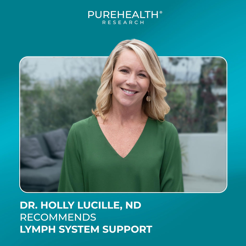PUREHEALTH RESEARCH Lymph System Support - Lymphatic Drainage Supplement for Women & Men - Bromelain, Echinacea, Dandelion, Burdock Root, Lemon Powder, Kelp, Cleavers & More - 60 Capsules