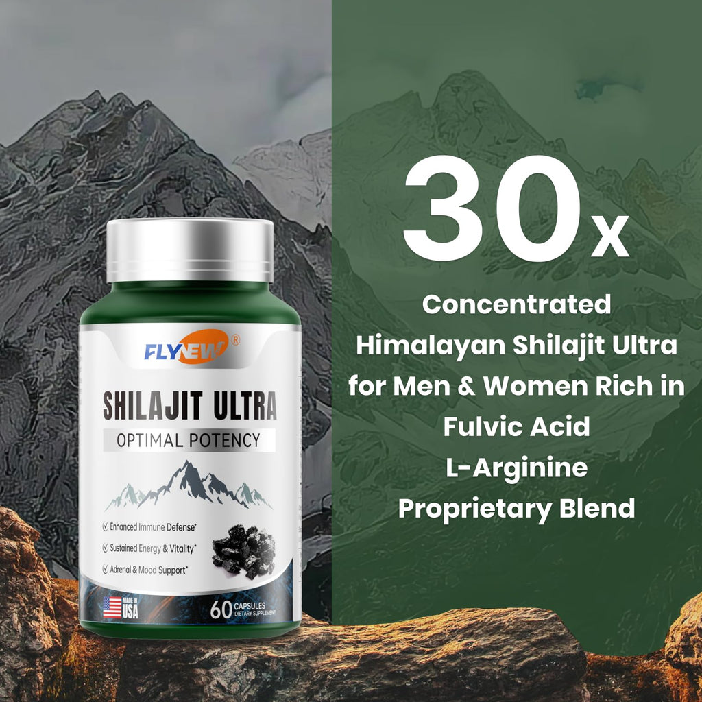 Shilajit for Men Women, Shilajit with Naturally Fulvic Acid & L-Arginine, Himalayan Shilajits for Extra Power, Stamina & Immune Support, Non-GMO, Made in USA, 60 Capsules