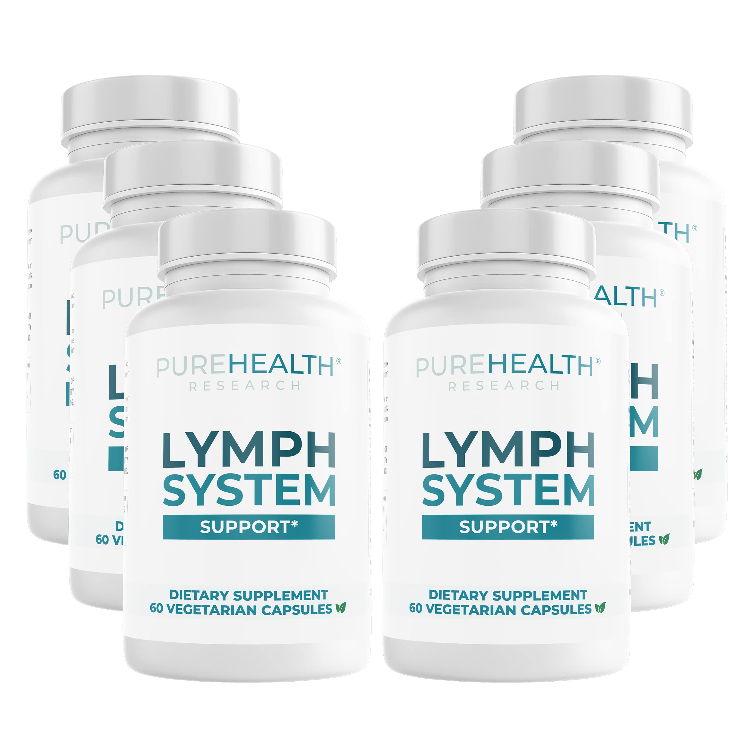 PUREHEALTH RESEARCH Lymph System Support - Lymphatic Drainage Supplement for Women & Men - Bromelain, Echinacea, Dandelion, Burdock Root, Lemon Powder, Kelp, Cleavers & More - 60 Capsules