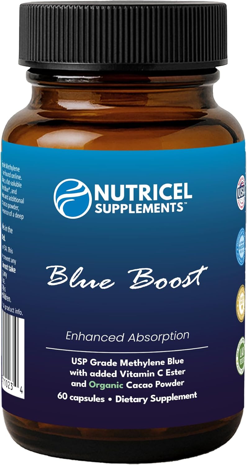 Nutricel Supplements Methylene Blue Capsules - Pharmaceutical Grade Supplement - Made in America - 12mg (USP Grade) with Vitamin C Ester Enhanced Absorption - Third Party Tested (60ct)