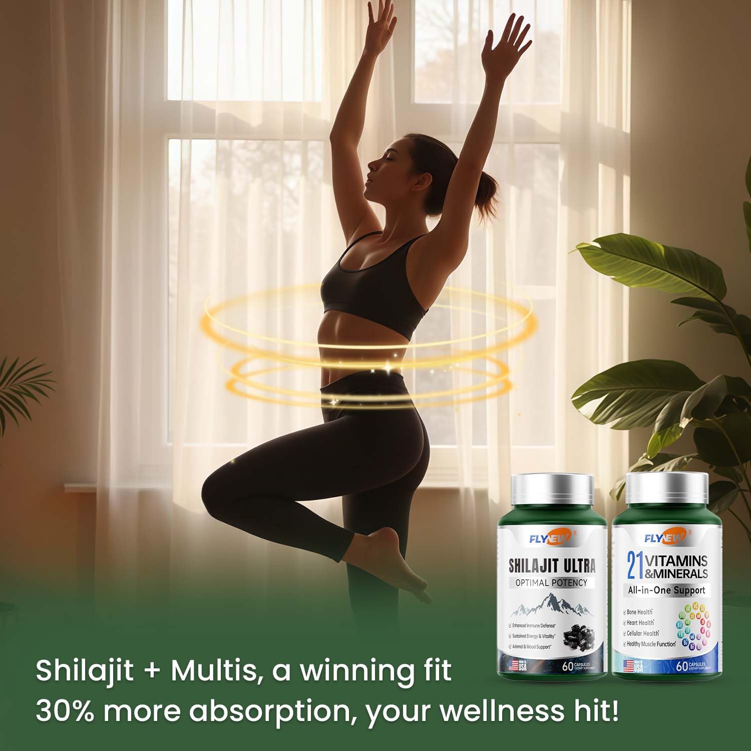 Shilajit for Men Women, Shilajit with Naturally Fulvic Acid & L-Arginine, Himalayan Shilajits for Extra Power, Stamina & Immune Support, Non-GMO, Made in USA, 60 Capsules