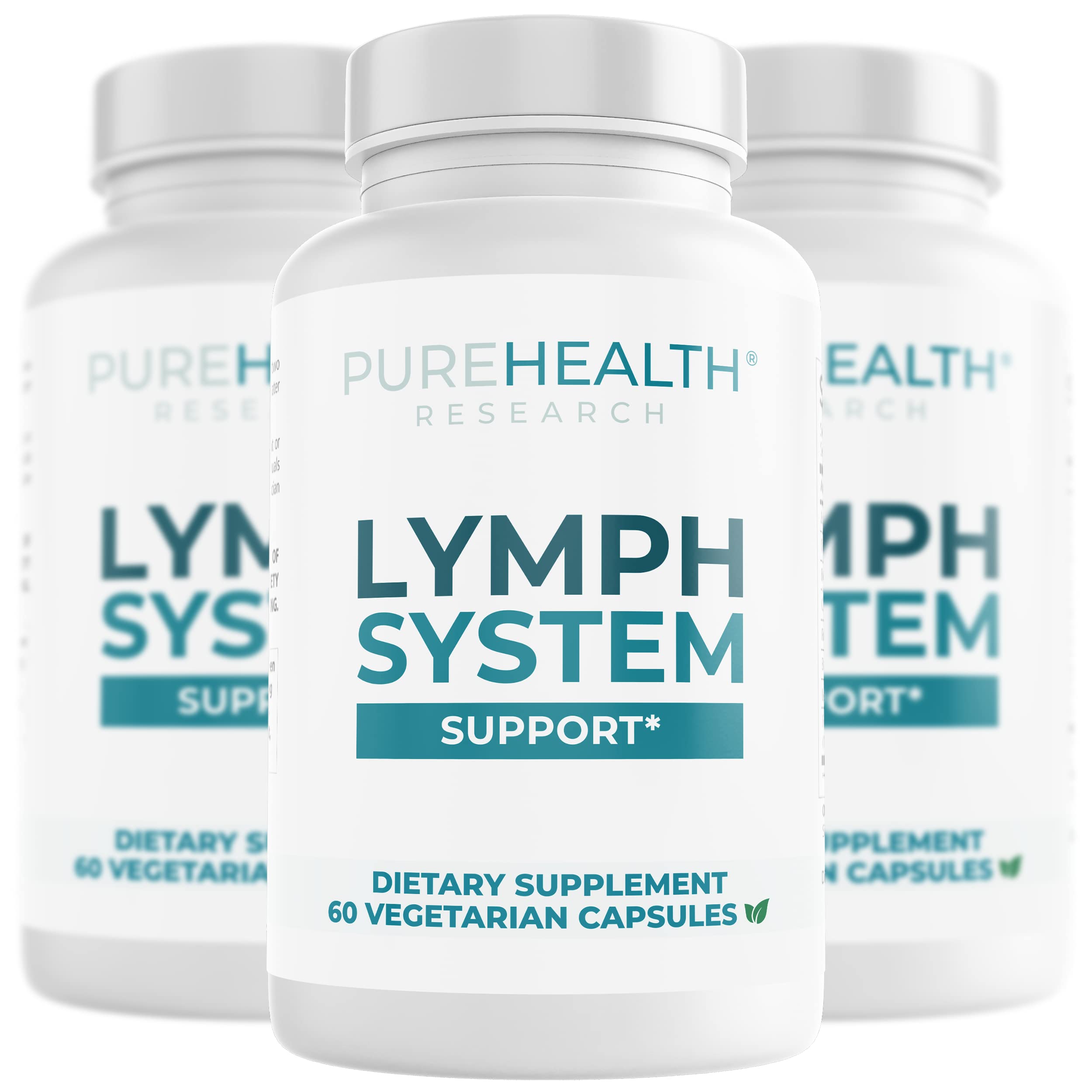 PUREHEALTH RESEARCH Lymph System Support - Lymphatic Drainage Supplement for Women & Men - Bromelain, Echinacea, Dandelion, Burdock Root, Lemon Powder, Kelp, Cleavers & More - 60 Capsules