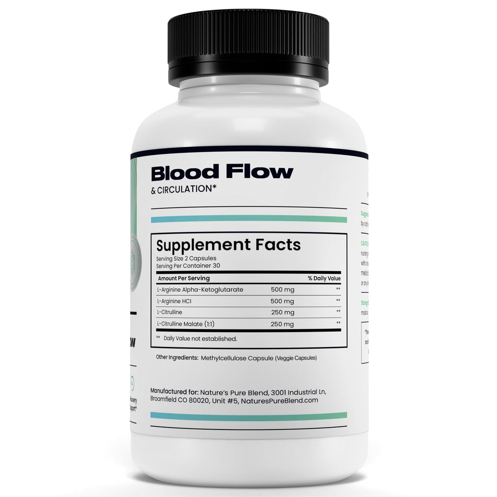 Nature's Pure Blend Nitric Oxide Supplements for Men – L-Arginine L-Citrulline – Heart Support & Flow Circulation Booster – 1500MG L Arginine and L Citrulline, Preworkout, Bodybuilding