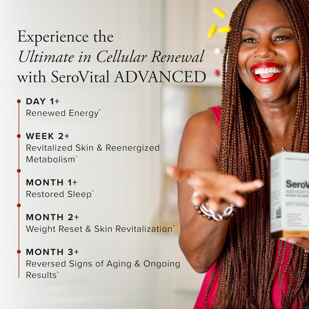 Serovital Advanced - Anti-Aging Supplement - HGH Supplement for Women – Supports Energy, Sleep, Weight Management, Metabolism, Skin - 30 Servings