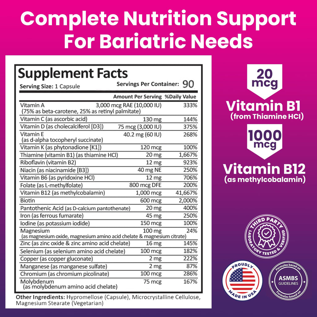 ProCare Bariatric Multivitamin 45mg Iron, 90 Capsules, Once Daily
