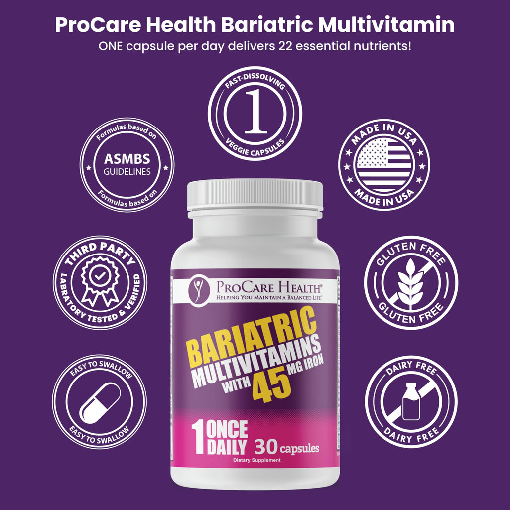 ProCare Bariatric Multivitamin 45mg Iron, 90 Capsules, Once Daily