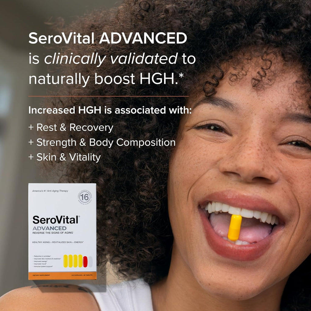 Serovital Advanced - Anti-Aging Supplement - HGH Supplement for Women – Supports Energy, Sleep, Weight Management, Metabolism, Skin - 30 Servings