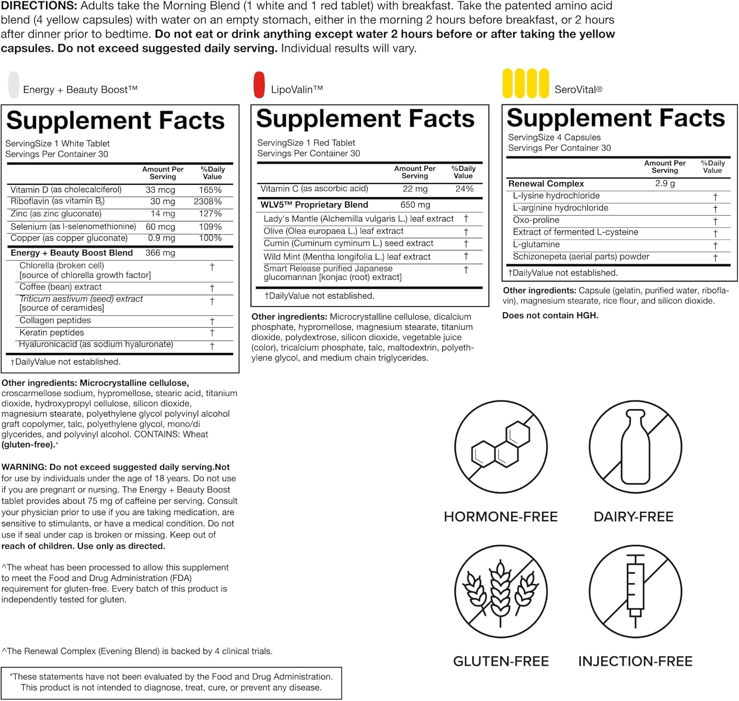 Serovital Advanced - Anti-Aging Supplement - HGH Supplement for Women – Supports Energy, Sleep, Weight Management, Metabolism, Skin - 30 Servings